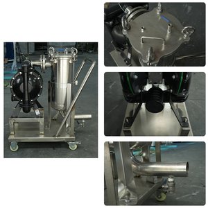 Chariot de filtration de liquides intégré avec pompe à diaphragme pneumatique et filtre à sac mobile en acier inoxydable 304 - Product Image 1