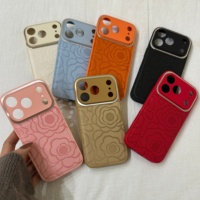 Coque de téléphone antichoc simple à motif rose en relief pour iPhone 17 Pro Max, compatible Apple iPhone 16, 15, 14 (style japonais et coréen)