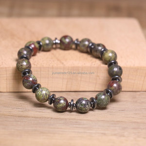 Pulsera de cuentas de hematita natural de sangre de dragón, hecha a mano, elástica, estilo minimalista para hombre, venta al por mayor - Product Image 3