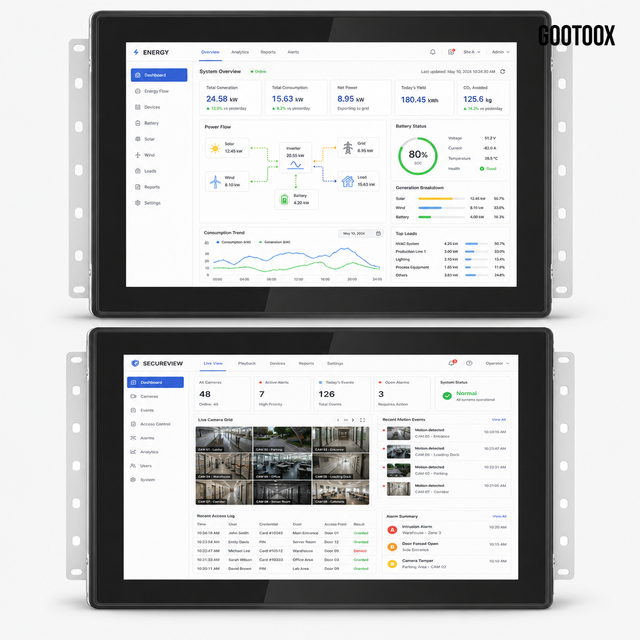 Flush Mount Android All-in-One 7/10.1/15.6/21.5 Inch RK3562 RK3568 Smart Factory Automation Security Surveillance Monitor