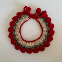 Ensemble collier et écharpe tricotés à la main en crochet pour animaux de compagnie, motif géométrique, pour petits chiens et chats, cadeaux de Noël et de fêtes