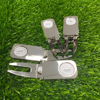 Outil de réparation de divot de golf en métal avec logo personnalisé, plaqué argent/or, avec broche en émail amovible et porte-cigare, couleur personnalisée