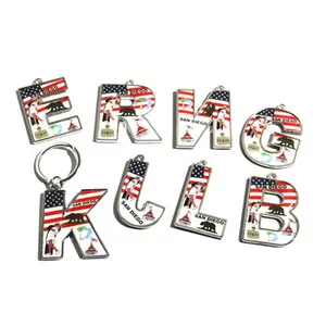 Promotion Gift Decoration Custom Key Ring Key Chain Letter Charms Alphabet Luxury Metal Initial Keyring 3D Letter Keychains