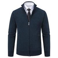 Vente en gros usine : Cardigan en maille à col roulé et revers, vêtements chauds épaissis, pull et vestes zippées pour hommes