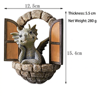 Figurine de dragon en résine peinte à la main, statue pour fenêtre, 15,4 cm, décoration de maison et de jardin, ornement fantastique nordique