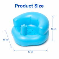 Siège gonflable bleu simple pour bébé avec pompe intégrée 2-en-1 : canapé d'apprentissage et d'alimentation pour nourrissons (vente en gros)