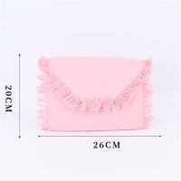 Tas Selempang Wanita Warna Permen Manis, Dompet Clutch Cantik, Tas Amplop Pipih, Tas Clutch Kanvas Wanita dengan Rumbai Katun