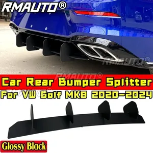 Golf MK8 Body Kit Rear Bumper Spoiler Glossy <b>Black</b> Blade Style Bumper Cover <b>Apron</b> for VW Golf MK8 2020-2024 Car Accessories - Product Image 2
