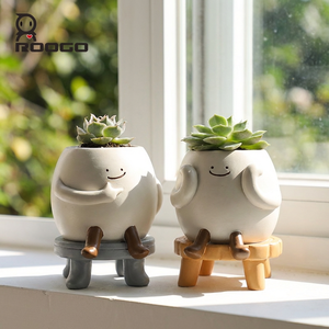 Décoration de jardin, de bureau ou de maison, design fantaisiste avec visage souriant et verdure, <span class=keywords><strong>cadeau</strong></span> unique <span class=keywords><strong>pour</strong></span> les amateurs de plantes, fait main - Product Image 2