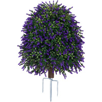 Plante artificielle en pot résistante aux UV, roses et lavande en PE, topiaire sphérique en gros, fausse plante ronde