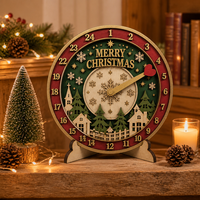 Calendrier de l'Avent de Noël 1-24 Compte à rebours |   Art en forme de cœur découpé au laser en contreplaqué de peuplier |   Décoration de maison de vacances |   Vente en gros OEM CPSC