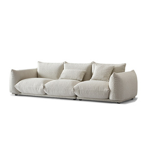 Wabi-Sabi White Bread Shaped Fluffy Sherpa Fabric Straight <b>Sofa</b> Japanese Cream Style Irregular Couch for <b>Living</b> <b>Room</b> - Product Image 5