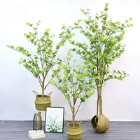 Pohon Ficus Buatan Simulasi Tinggi Real Touch, Tanaman Hijau dalam Pot yang Menyerupai Asli dengan Pot Berlapis Kain Goni untuk Ruang Tamu atau Kantor