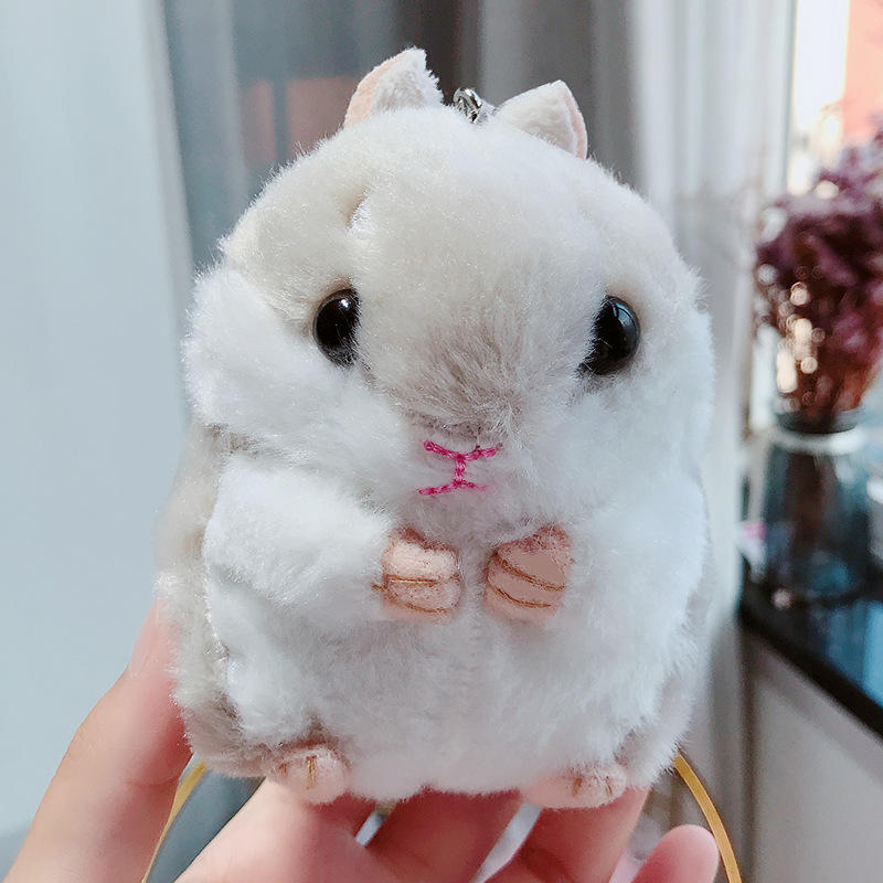 Portachiavi Peluche Criceto Kawaii - Morbido Giocattolo Imbottito Da 10cm - Regalo Simpatico Per Ragazze E Bambini