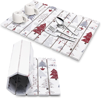 Tapis absorbant écologique en terre de diatomée CC, motif imprimé UV, Alfombra Diatomita de Noël pour ustensiles, casseroles et bouteilles