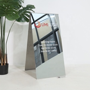 Outdoor Metal a Frame Sign Sidewalk Advertising Display Custom Mirror A-Shape Sign <b>Board</b> for Business - Product Image 2