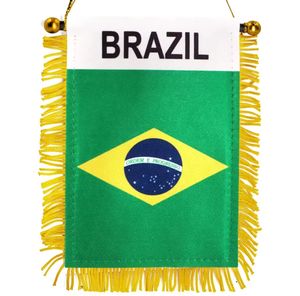 Fábrica al por mayor personalizado 10*15 cm doble cara impresa satén tela Mini <span class=keywords><strong>coche</strong></span> colgante bandera con borlas - Product Image 5