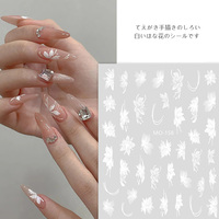 Nouveautés TSZS - Stickers pour ongles 3D à fleurs blanches printemps-été, autocollants floraux pour ongles, accessoires