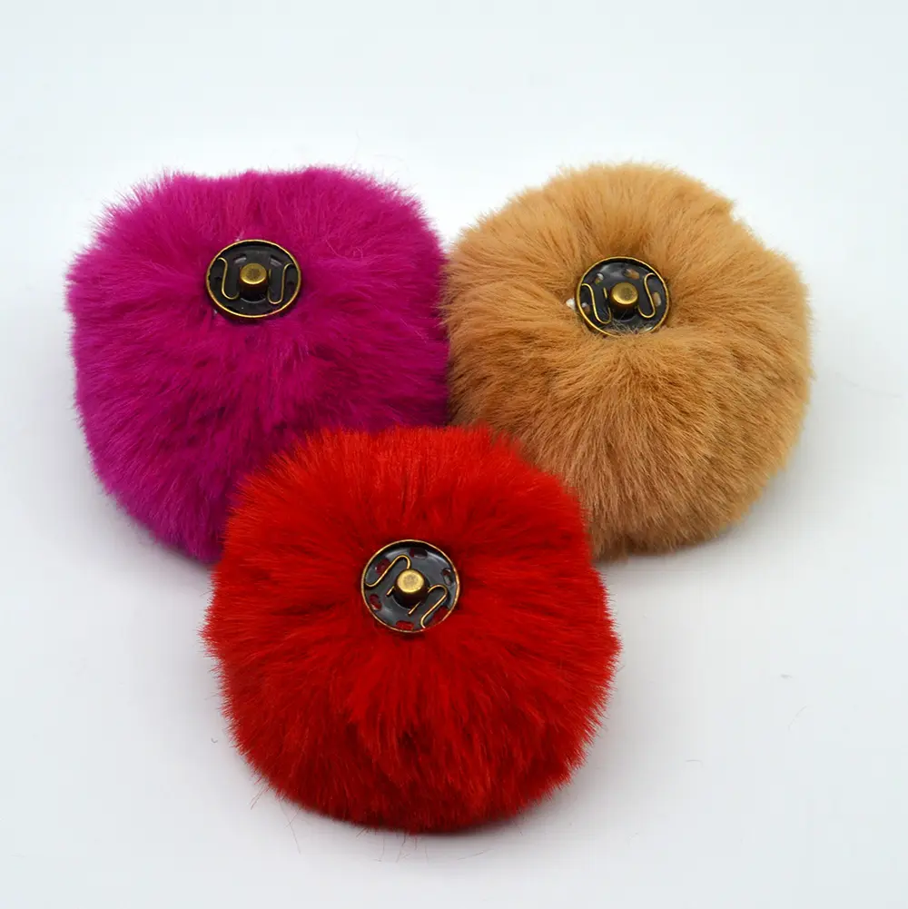 8cm 3.1inch snap design Faux rabbit Fur Ball Handmade fake Fur Pom Poms For DIY Hats shoes