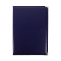 Porte-certificat vierge format A4, personnalisé, en cuir bleu, lisse, rembourré, pour diplôme de graduation, dossier de diplôme
