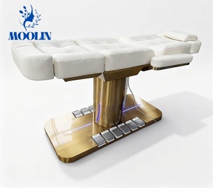 Lit de beauté MOOLIN, best-seller, 3 moteurs, électrique, pliable, moderne, luxueux, lit de <span class=keywords><strong>spa</strong></span> et table de massage pour hôtel, salon de beauté, base dorée - Product Image 3