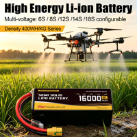 Batterie LiPo semi-solide en pochette 400Wh/kg 17Ah 16.6Ah 16Ah 44.4V 6S 14S pour inspection UAV, cartographie, FPV, aile fixe, eVTOL