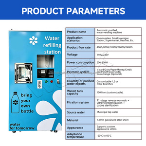 Máquina Expendedora de Agua de Uso Comunitario Industrial, 60L/H, RO, 24H, Totalmente Automática, con Múltiples Métodos de Pago, Filtración de 11 Etapas, Ozono y UV - Product Image 2