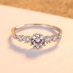 OAHLAN moda takı 0.8ct yuvarlak kesim kübik zirkon rodyum kaplama kadınlar için 925 ayar gümüş yüzük yüzük düğün söz - Product Image 4