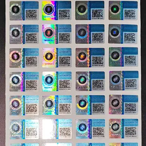 Op Maat Bedrukt Zilver Vinyl Waterdichte Stickers Serienummer Beveiliging Anti-Nep Qr Code Holografische