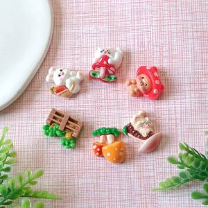 100 pièces Simulation dessin animé animaux Flatback résine jardin Cabochon champignon <span class=keywords><strong>lapin</strong></span> décoration bricolage Scrapbooking artisanat accessoires - Product Image 6