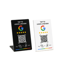 Carte NFC carrée 13,56 MHz avec code QR pour avis Google, étiquette personnalisée en PVC rigide avec logo, activation par tapotement sur téléphone
