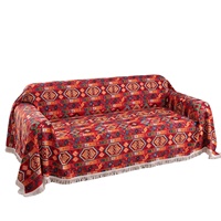 Housse de canapé marocaine à pompons en chenille rouge, motif géométrique vintage américain, pour coussin et canapé, vente en gros
