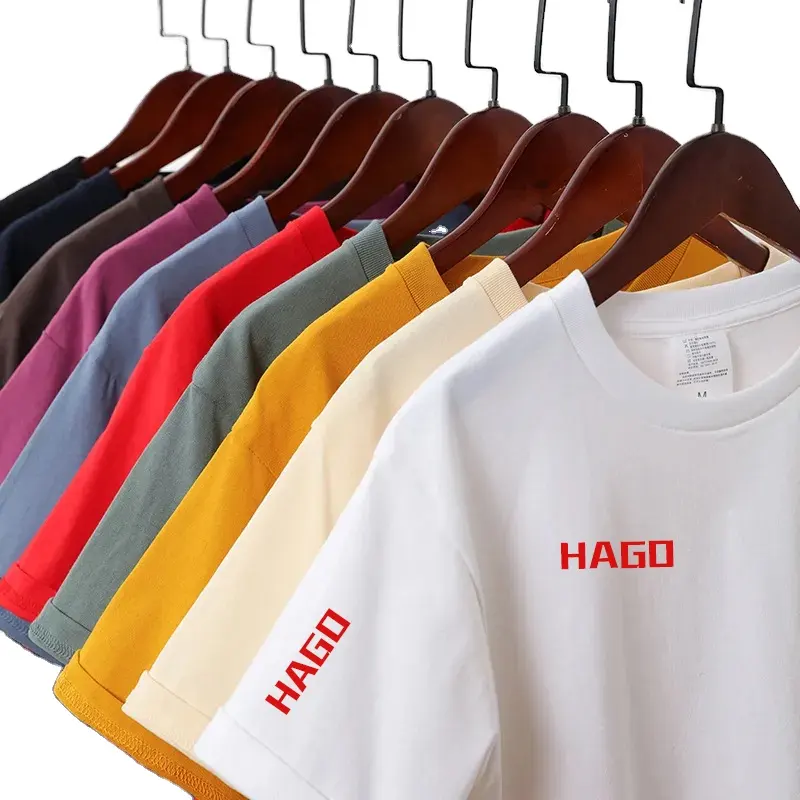 Kaus bambu organik kualitas tinggi Kaus katun organik pria dengan logo kustom kaus berat untuk pria