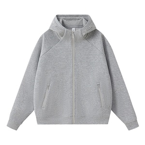 Sudadera con capucha y cremallera en el hombro, diseño liso, talla XS, ajuste holgado, chaqueta de otoño, venta al por mayor disponible - Product Image 5