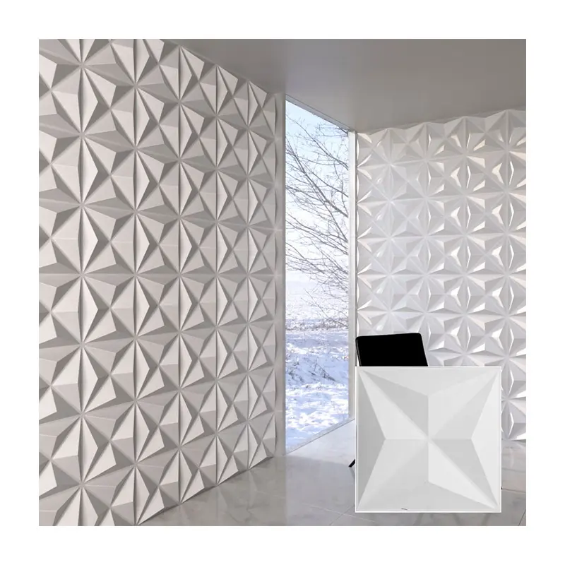 3D PVC Wand platte Panel moderne 50cm * 50cm Badezimmer Wandfliesen Aufkleber Outdoor PVC Bambus Wand paneel Design für Schlafzimmer