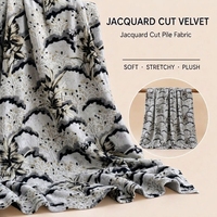 Tissu en velours coupé floral botanique Ink, 450 à 520 g/m², en polyester tricoté, motif arbre, pour ameublement de canapé, chaise, décoration d'hôtel