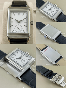 Men’s Art Deco Rectangular Mechanical Watch Small Seconds Complication Polished Steel Case Leather Strap - Product Image 6