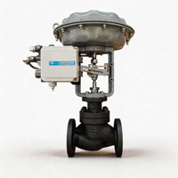 Vanne de régulation industrielle pneumatique avec actionneur à diaphragme pour le contrôle du débit d'eau réfrigérée, guide de cage DN32 PN16