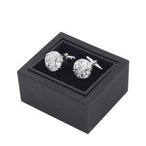 Custom Logo Revolving <strong>Men</strong> Jewelry Display Black Lacquer Studs Cufflink <strong>Box</strong> - Product Image 6