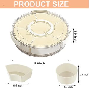 Hot Portable <b>Snack</b> <b>Container</b> 6 Compartments Food Grade Multifunctional Rotatable Serving Tray Divided Tray Handle Set Plastic - Product Image 6