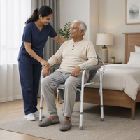 Chaise de toilette réglable en hauteur pour personnes âgées et patients, siège de toilette portable pour la maison, l'hôpital et les soins infirmiers