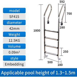 Échelle de <span class=keywords><strong>piscine</strong></span> murale SF sans pré-encastrement, en <span class=keywords><strong>acier</strong></span> inoxydable 304 antidérapante pour <span class=keywords><strong>piscine</strong></span> résidentielle et commerciale - Product Image 5