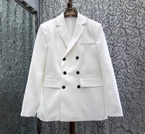 Haute qualité nouveau <span class=keywords><strong>Blazer</strong></span> manteaux 2025 printemps été femmes col cranté noir bouton poche Patchwork à manches longues blanc Blazers - Product Image 1
