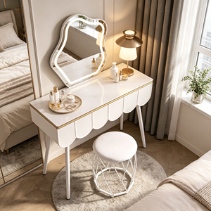 Modern Makeup Vanity <b>With</b> Lighted Mirror <b>Storage</b> Drawers Bedroom <b>Dressing</b> <b>Table</b> <b>With</b> Stool - Product Image 6