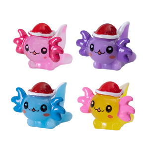 Cartoon Min Figurines Christmas Resin Multi Color Axolotl Fish Christmas Hat Hexagonal Dragon for Fish Tank Aquarium Decoration - Product Image 1
