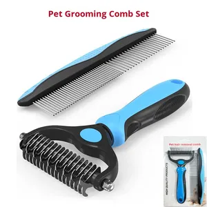 Paslanmaz Çelik Evcil Hayvan Tarağı ve Tırnak Kesme Seti, Tırnak Törpüsü ve İğneli Tarak ile Kediler ve Köpekler için - Temizlik ve Bakım Seti - Product Image 3