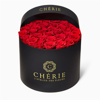 Boîte-cadeau cylindrique en carton de luxe haut de gamme pour bouquet de roses avec gaufrage, boîte en papier personnalisée avec logo pour l'emballage des fleurs