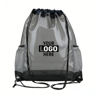 Sacs de shopping en plastique transparents personnalisés avec logo imprimé, marque propre, pour l'extérieur, imperméables, avec cordon de serrage