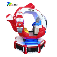 Robot Espacial Rojo para Niños, Máquina de Diversión con Rotación de 360 Grados, Helicóptero, Juego de Arcade con Video en Fibra de Vidrio para Interiores, Alto Rendimiento
