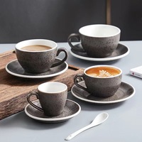 Tasses à café rétro avec soucoupe 80/150/200/250/300ml, style japonais, couleur granit, art latte, cappuccino